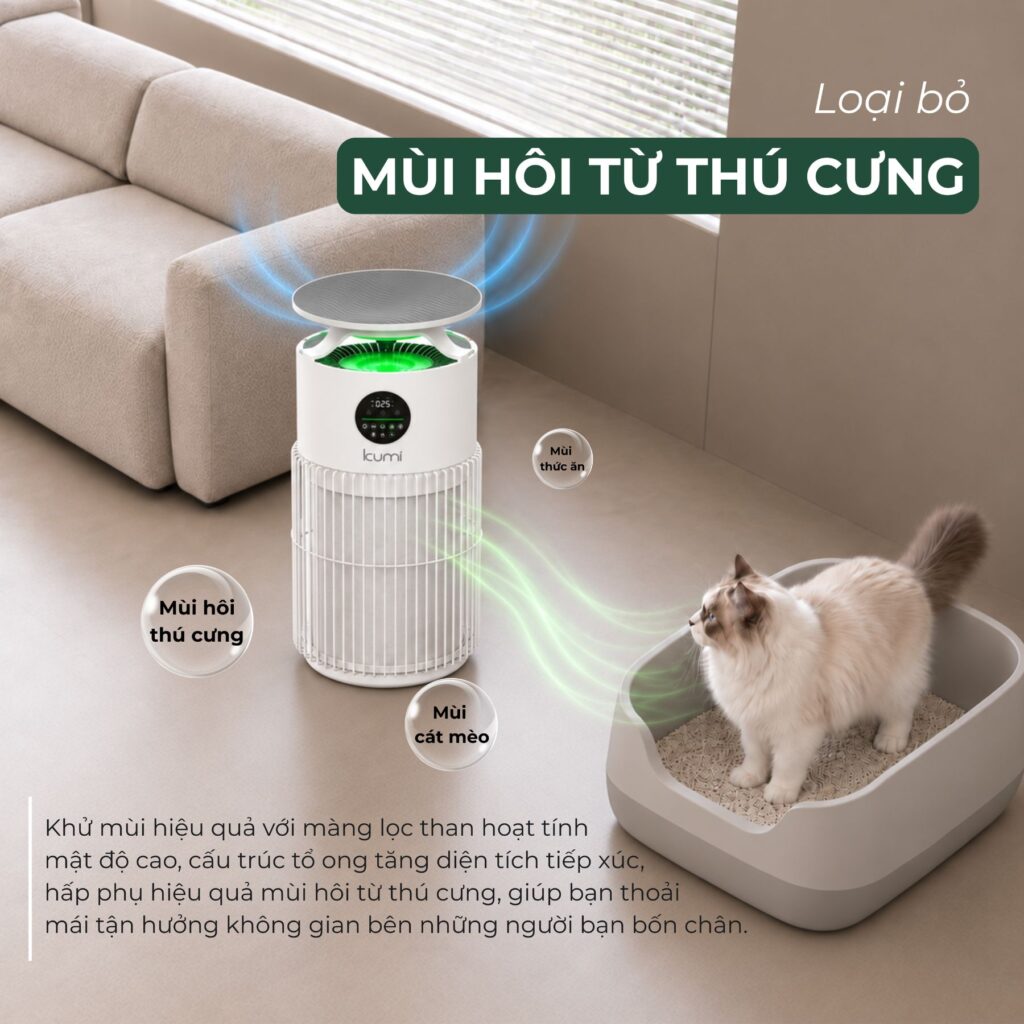 Khả năng khử mùi máy lọc không khí Kumi Puresense KP460