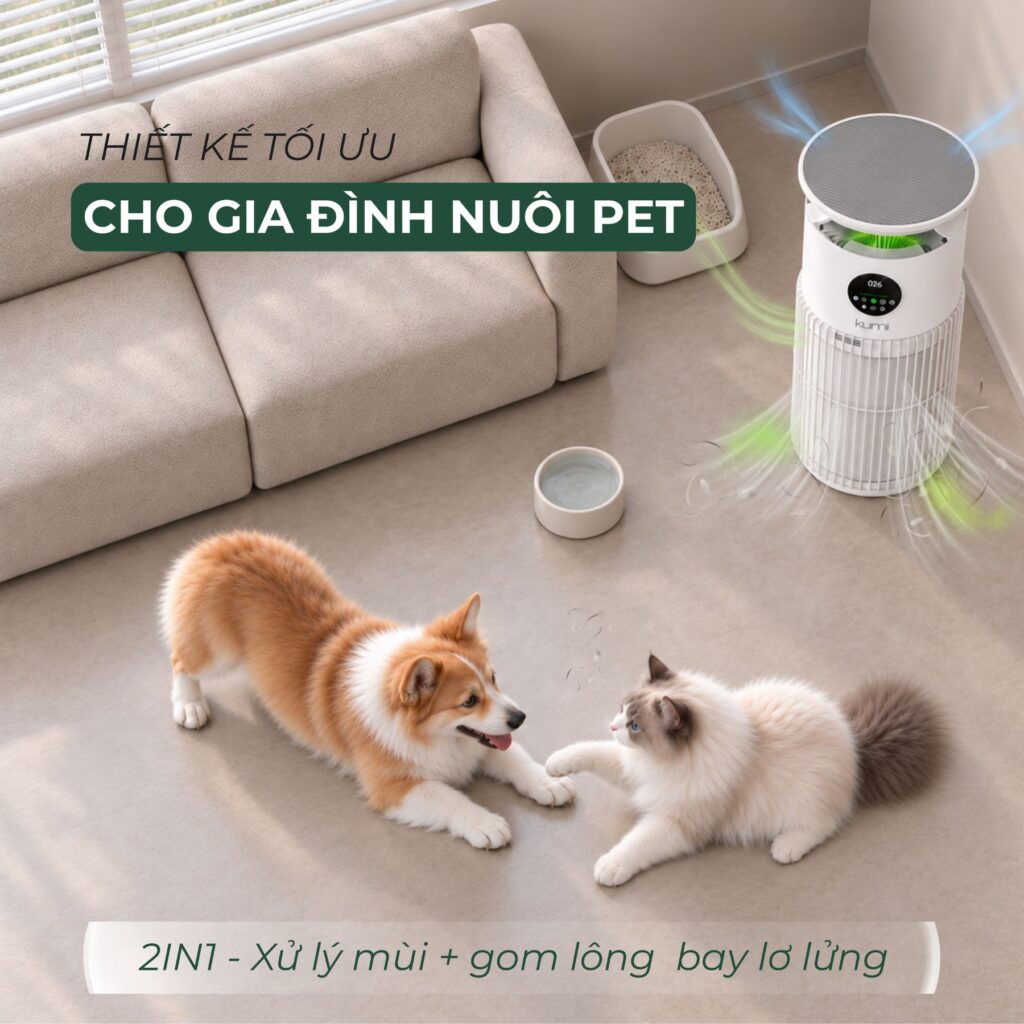 Máy lọc không khí dành cho gia đình nuôi thú cưng